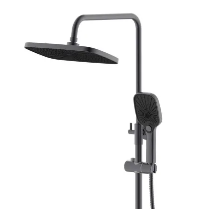 Душова система універсальна Qtap Gemini на три споживача (з виливом) QTGEM111GMB45688 Gunmetal Black PVD — Photo 3