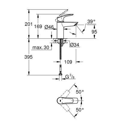 Змішувач для умивальника GROHE EUROSMART 32467003, хром — Photo 1