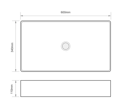Раковина накладна Mixxus Premium QUADRO-0107 EDGE BLACK 600х340х110mm (MP6521) — Photo 4