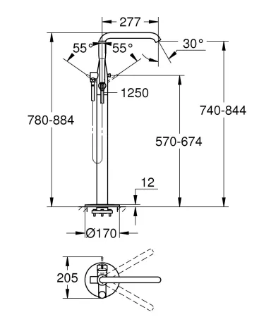 Змішувач для ванни підлоговий Grohe Essence 25248KF1 (чорний матовий) (25248KF1) — Photo 1