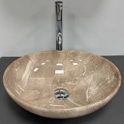 Умивальник (раковина) VBI PARMA DARK BROWN STONE GLOSSY накладний — Photo 1