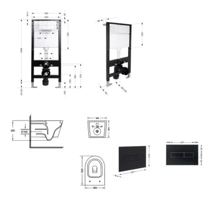 Готове рішення Qtap для ванної кімнати: підвісний унітаз Jay Ultra Quiet 520x360x320 + комплект інсталяції Standard (лінійна клавіша Black) — Photo 1