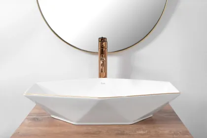 Умивальник (раковина) REA VEGAS ROSE GOLD EDGE накладний * — Photo 2