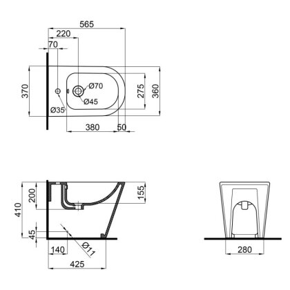 Біде напольне Qtap Stork 560х360х410 White QT15443378W — Photo 1