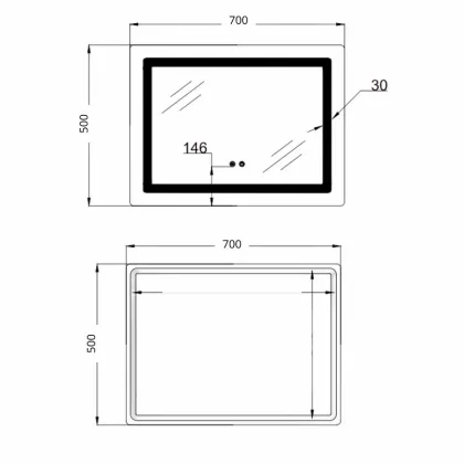 Дзеркало Lidz Kubis (KU2) 700х500 з LED-підсвічуванням Touch, з антизапотіванням, з димером, рег. яскравості LD78LF90448486 — Photo 1