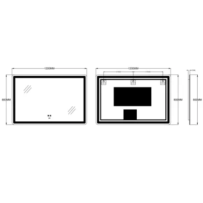Дзеркало ZERIX MIRRA MR05-120x80 з LED Touch, Anti-fog, димером, рег. яскравості (ZX6061) — Photo 3