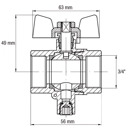 Кран ГГМ для підключення датчика температури Koer KR.230 - 3/4" (KR3068) — Photo 1