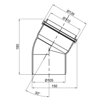 Коліно PPR каналізаційне TA Sewage 110, 30° — Photo 1