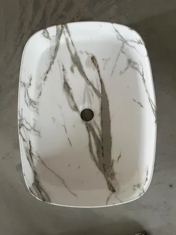 Раковина накладна Mixxus Premium BEVEL-0102 MARBLE 495х370х135mm (MP6519) — Photo 1