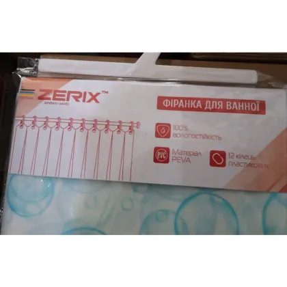 Шторка для ванної ZERIX SCP-003-180x180 з PEVA (поліетиленвінілацетату) (Візерунок "Краплі") (ZX5002) — Photo 3