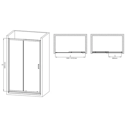Двері в нішу Mixxus Premium DIVERSE SD01-140x185-TR Chrome прозоре скло 5мм (MI6874) — Photo 2