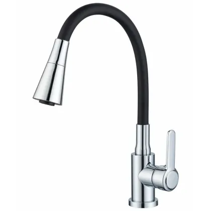 Змішувач для кухні ZERIX EZA-011-T CHROME REFL.BLACK (колір хром+силіконовий вилив чорний) (ZX6144)