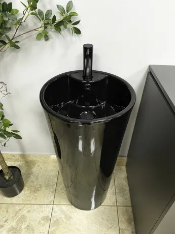 Умивальник (раковина) VBI BOLONIA BLACK GLOSSY підлоговий — Photo 1