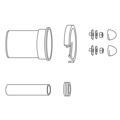IMPRESE комплект патрубків підвісного унітазу, наливна труба Ø45 180мм, зливна труба Ø90 250мм, гайки, кришки