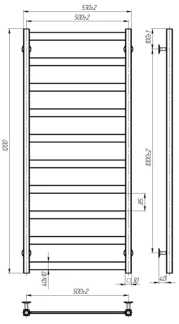 Рушникосушарка електрична Harmony П10 500х1200 Deffi фарбована сталь (Білий, WD04, Ліве підключення) — Photo 2