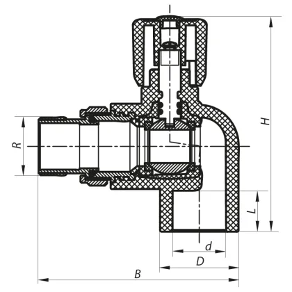 Кран радіаторний 20x1/2 кутовий PPR KOER K0157.PRO (KP0201) — Photo 1