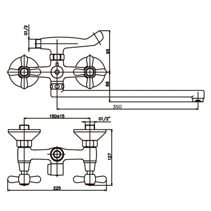 Змішувач для ванни Haiba Dominox 140 матовий (HB0063) — Photo 1