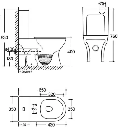 Чаша унітазу-компакту Mixxus Wave-0402-T3 Bowl 650x350x830 Tornado 3.0 без сидіння (MI8360) — Photo 6