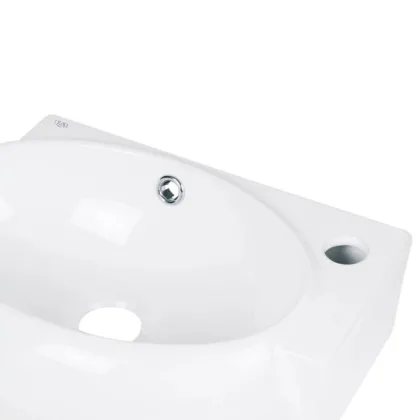 Комплект Qtap Leo: Раковина підвісна овальна права 430x290x140 мм White + Донний клапан PU02O — Photo 4