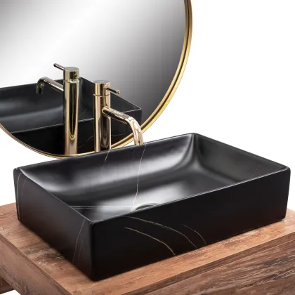 Умивальник (раковина) REA INGA BLACK MARBLE MATT накладний * — Photo 1