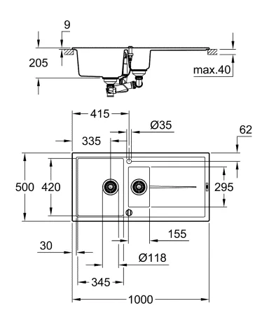 Композитна мийка для кухні Grohe K400 (31642AP0) — Photo 2