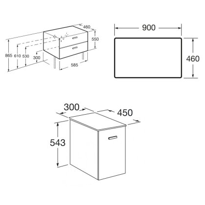 VICTORIA BASIC MODULAR комплект 89см: тумба 59см под накладной умывальник ; модуль 30см с дверцей; столешница89 см; цвет:белый/белый/дуб — Photo 1