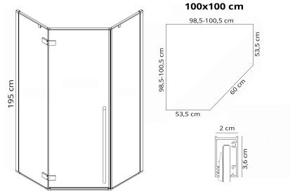 Душова Кабіна REA Diamond 100x100 Чорний REA-K5623 — Photo 10