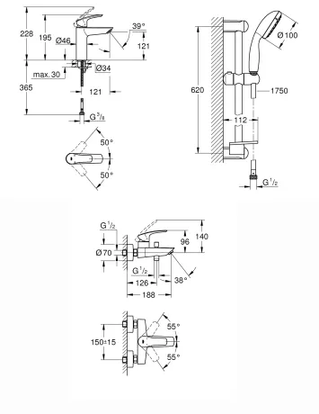 Комплект змішувачів для ванної кімнати Grohe Eurosmart New (UA123246M0) — Photo 1