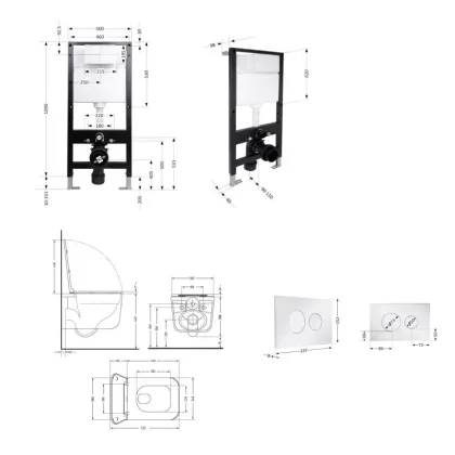 Готове рішення Qtap для ванної кімнати: підвісний унітаз Gemini Ultra Quiet 520x360x350 + комплект інсталяції Standard (кругла клавіша Chrome) — Photo 1