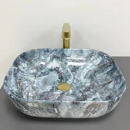 Умивальник (раковина) VBI BERGAMO BLUE TOURMALINE GLOSSY накладний — Photo 1