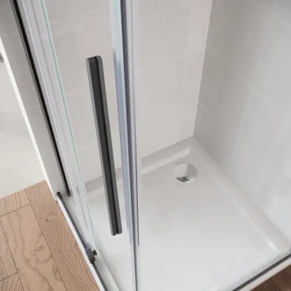 Двері у нішу Walk-In розсувні Koer SR SD07-120x200-L-TR-07 прозоре скло Easy Clean 8мм Графіт (KR5688) — Photo 4