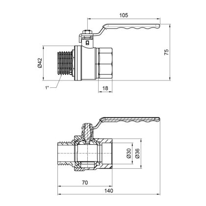 Кран кульовий SD Plus 1&quot; ВЗ для газу (важіль) SD605NG25PN40 — Photo 1