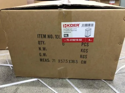 Відро для сміття з плавним закриттям прямокутне Koer TC-010210-02 10 л колір нержавійка (KR5597) — Photo 1
