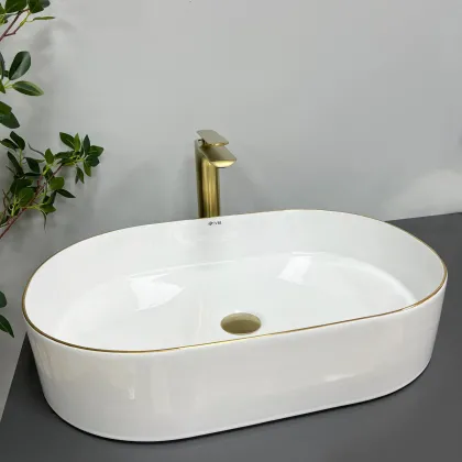 Умивальник (раковина) VBI VERONA 60 WHITE GOLD EDGE накладний — Photo 2