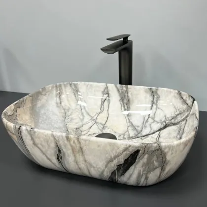 Умивальник (раковина) VBI RAVENNA LIGHT GREY ONYX GLOSSY накладний — Photo 3