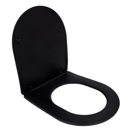 Сидіння для унітаза Qtap (Robin 490) 425x363x50 мм, Matt Black, з мікроліфтом Slim Duroplast, Quick Release QTSC179MB48676 — Photo 2