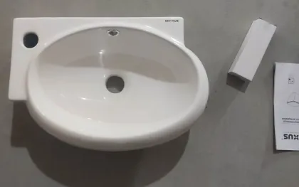 Раковина підвісна Mixxus Premium DIVERSE-1201-R 400х215х140mm з отвором під змішувач та переливом (MP6506) — Photo 6