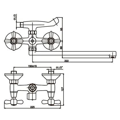 Змішувач для ванни Haiba Dominox 140 (HB0064) — Photo 1