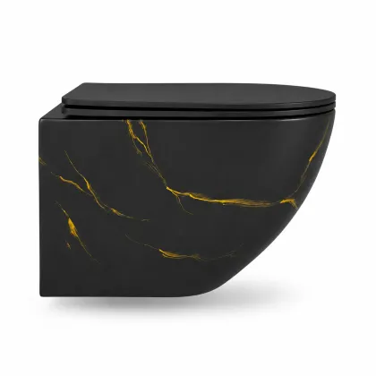 Підвісний унітаз VBI VULCANO BLACK MARBLE MATT TORNADO — Photo 3