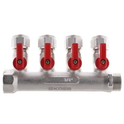 Колектор з кульовими кранами та фітингом Koer KR.1125-4 - 3/4”x4 Ways (KR2837) — Photo 2
