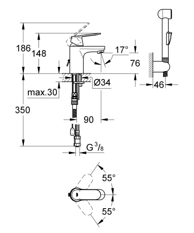 Змішувач для раковини S-розміру Grohe Eurosmart Cosmopolitan (23125000) — Photo 1