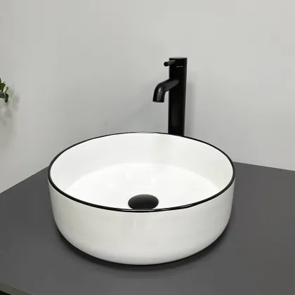 Умивальник (раковина) VBI PRATO WHITE BLACK EDGE накладний