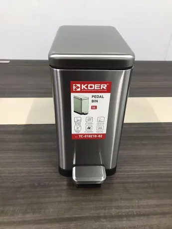 Відро для сміття з плавним закриттям прямокутне Koer TC-010210-02 10 л колір нержавійка (KR5597) — Photo 9