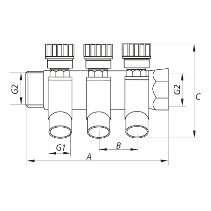 Колектор вентильний з фитингом Koer KR.1124-4 1"x4 ways (KR2834) — Photo 1