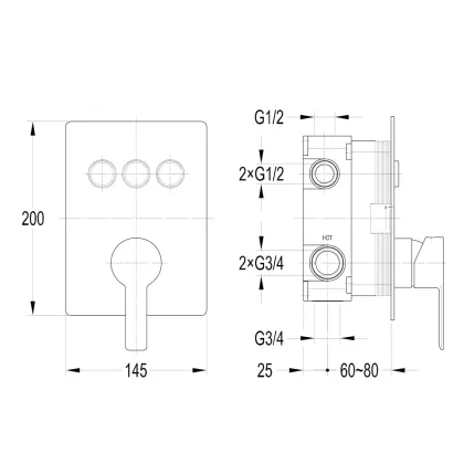 SMART CLICK система душова прихованого монтажу (ZMK101901202 + ZMK101901100 + ZMK101901101(NO:1-2) + ZMK101901101(NO:2-2)), хром — Photo 3