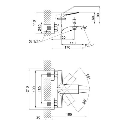 Змішувач для ванни Qtap Skalna 3026101DC — Photo 1