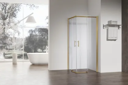 Душова кабіна без піддону Koer SR SC03-90x90x200-TR-12 прозоре скло Easy Clean 6мм, матове золото (KR5358) — Photo 7