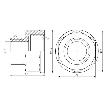 Перехід SD Forte 3/4&quot;х1/2&quot; ВЗ хром SF360H2015 — Photo 1