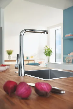 Змішувач для кухні з висувним виливом Grohe Zedra (32553002) — Photo 2