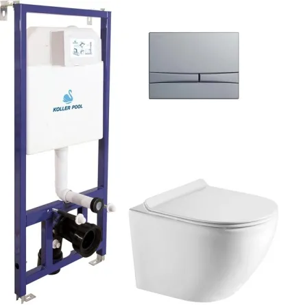 Інсталяція Koller Pool Dune 1200SL + Integro Cosmo Chrome matt панель змиву + підвісний унітаз Round SMART